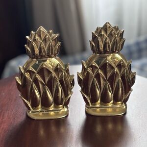 Vintage Virginia Metalcrafters Solid Brass Pineapple Bookends